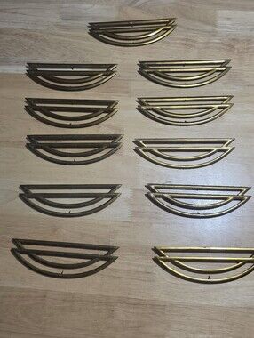 11 MCM Style Brass Half-Moon Decorative Furniture Appliqués